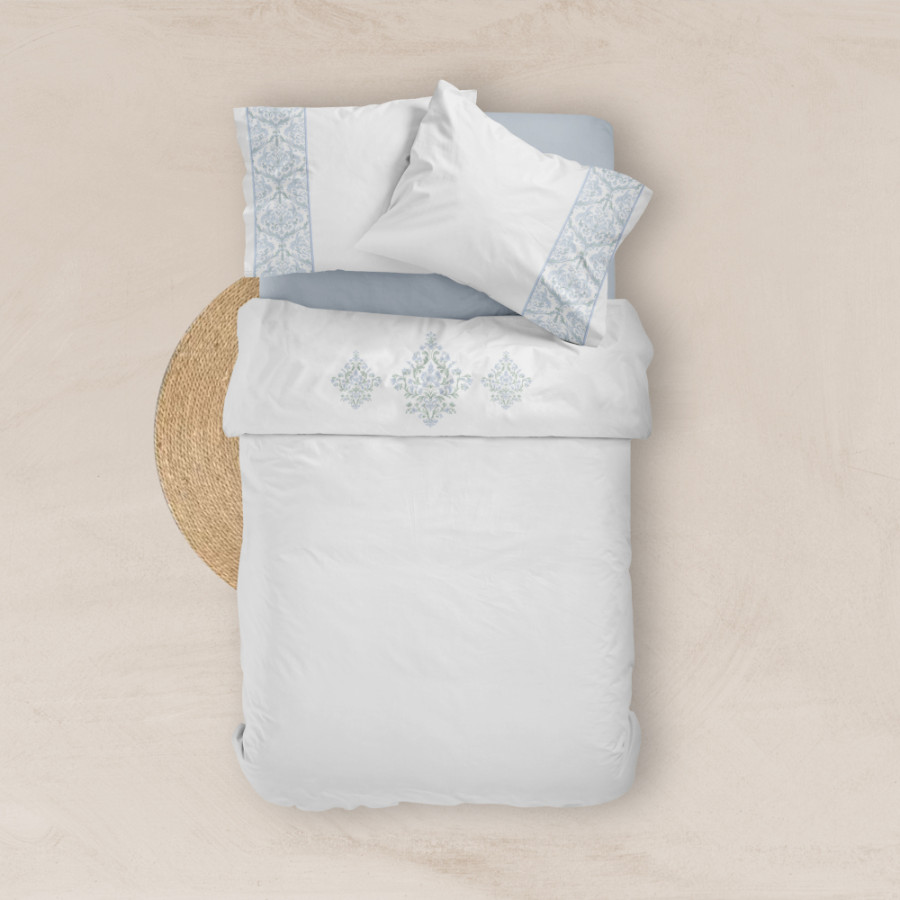 Πανωσέντονο Υπέρδιπλο (220x240) με μαξιλαροθήκες Μερσεριζέ 160κλωστές, ψηφιακή εκτύπωση Borea Damask