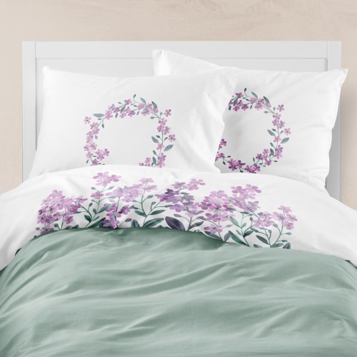 Σετ σεντόνια Υπέρδιπλα (220x240) Μερσεριζέ 160κλωστές, με ψηφιακή εκτύπωση Borea Forget Me Not