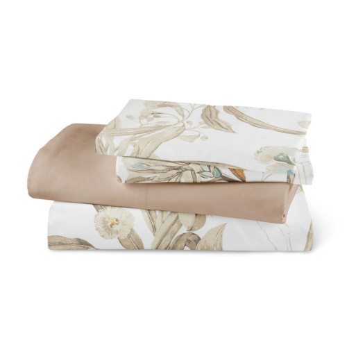 Σετ Σεντόνια 4τεμ Υπέρδιπλα (240x260) Μερσεριζέ 160 κλωστών Borea Smart Line Flore Καφέ