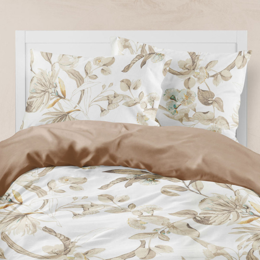 Σετ Σεντόνια 4τεμ Υπέρδιπλα (240x260) Μερσεριζέ 160 κλωστών Borea Smart Line Flore Καφέ