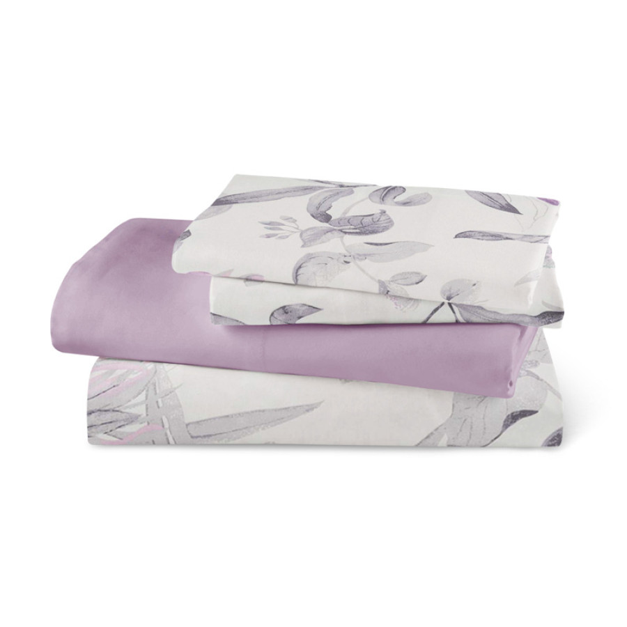 Σετ Σεντόνια 4τεμ Υπέρδιπλα (240x260) Μερσεριζέ 160 κλωστών Borea Smart Line Flore Λιλά
