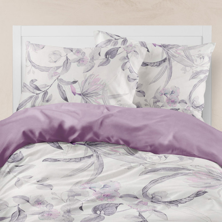 Σετ Σεντόνια 4τεμ Υπέρδιπλα (240x260) Μερσεριζέ 160 κλωστών Borea Smart Line Flore Λιλά