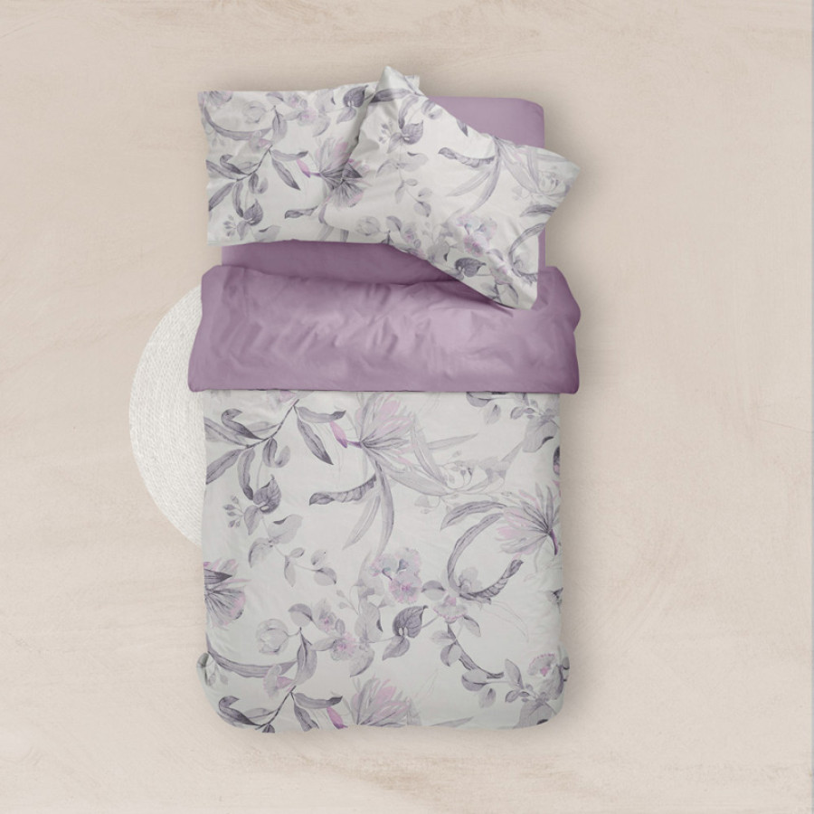 Σετ Σεντόνια 4τεμ Υπέρδιπλα (240x260) Μερσεριζέ 160 κλωστών Borea Smart Line Flore Λιλά