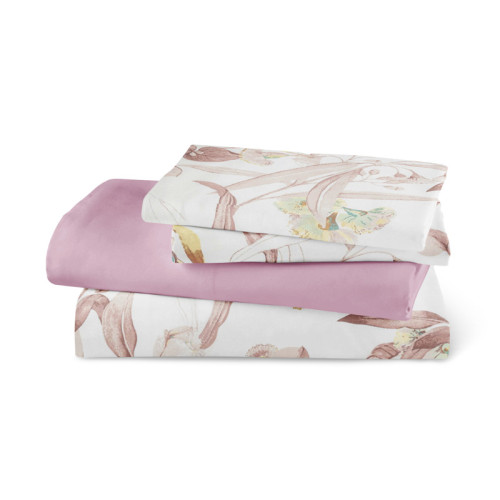 Σετ Σεντόνια 4τεμ Υπέρδιπλα (240x260) Μερσεριζέ 160 κλωστών Borea Smart Line Flore Σάπιο Μήλο