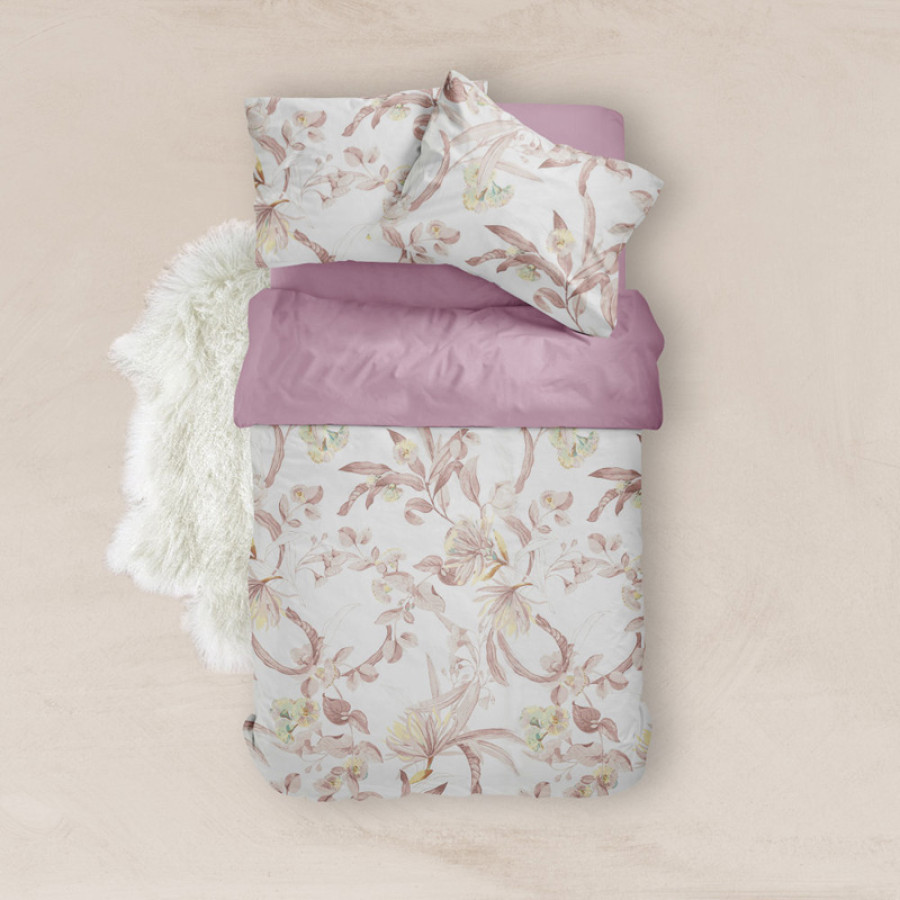 Σετ Σεντόνια 4τεμ Υπέρδιπλα (240x260) Μερσεριζέ 160 κλωστών Borea Smart Line Flore Σάπιο Μήλο