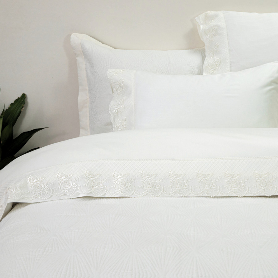 Σετ Σεντόνια 4 τεμ Yπέρδιπλα (240x280) Βαμβακερά Νυφικά Borea Ηλέκτρα Εκρού