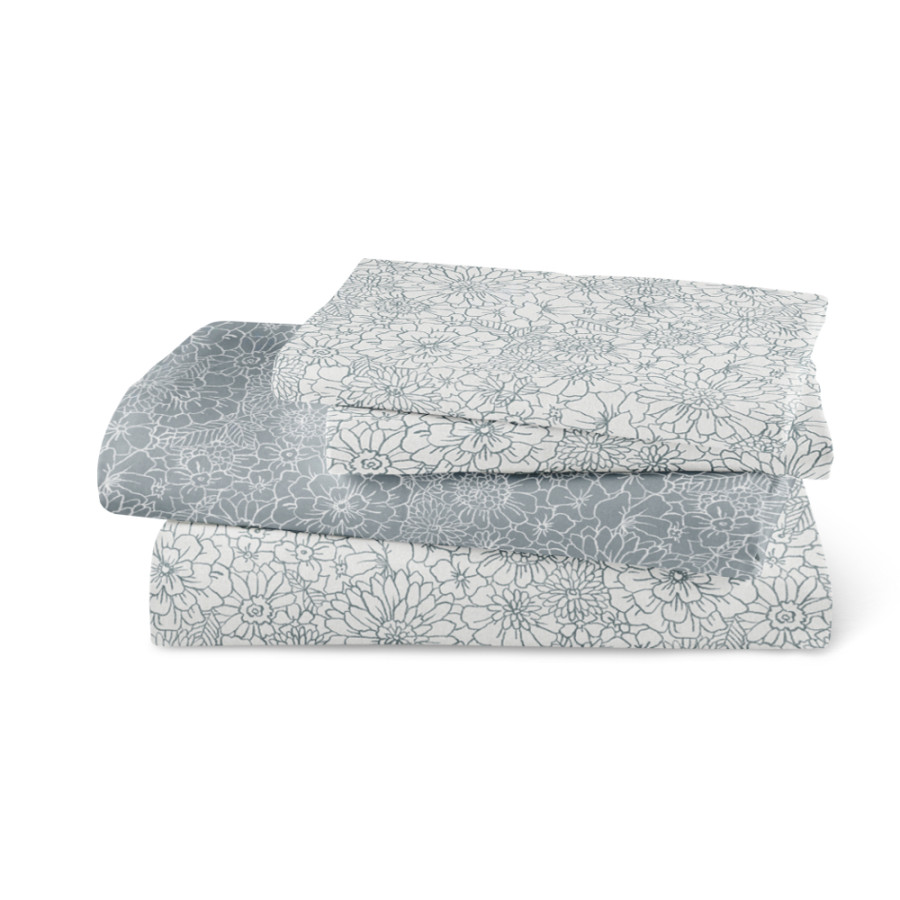 Σετ Σεντόνια Υπέρδιπλα (240x260) Βαμβακερά Borea Bloom Πετρόλ