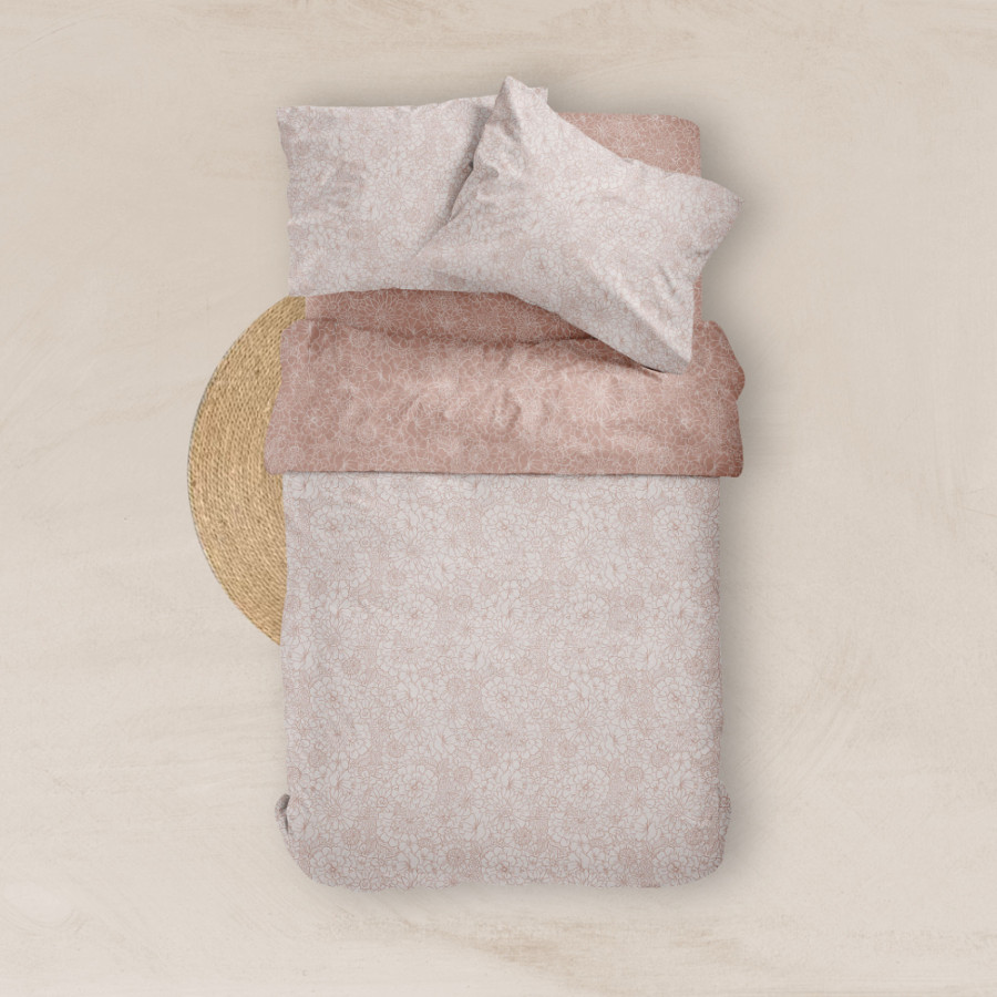 Σετ Σεντόνια Υπέρδιπλα (240x260) Με Λάστιχο Βαμβακερά Bloom Ροζέ