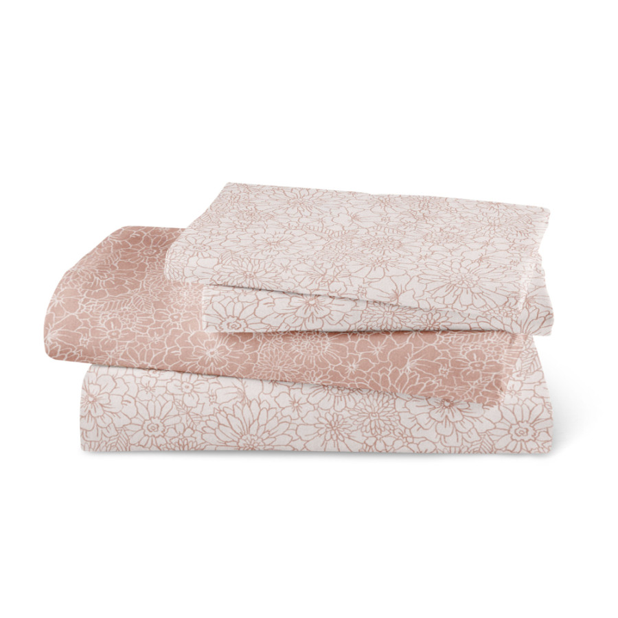 Σετ Σεντόνια Υπέρδιπλα (240x260) Με Λάστιχο Βαμβακερά Bloom Ροζέ