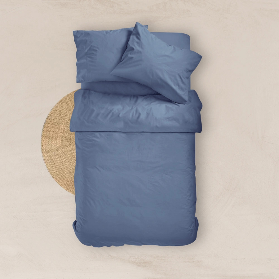 Πανωσέντονο - Σεντόνι χωρίς Λάστιχο Μονό (160x240) Βαμβακερό Borea Solid Μπλε