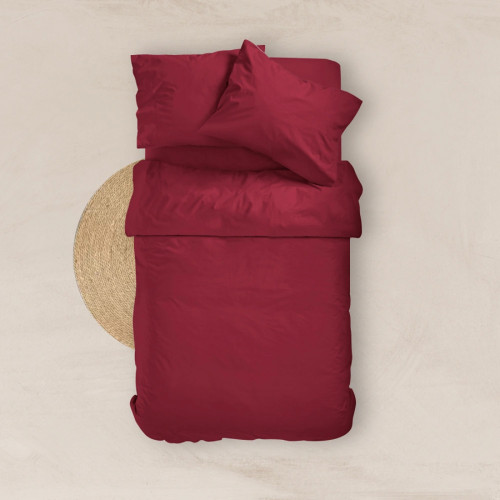 Κατωσέντονο με Λάστιχο Ημίδιπλο (120x200+30) Βαμβακερό 160 Κλωστών Borea Solid 1 Μπορντό