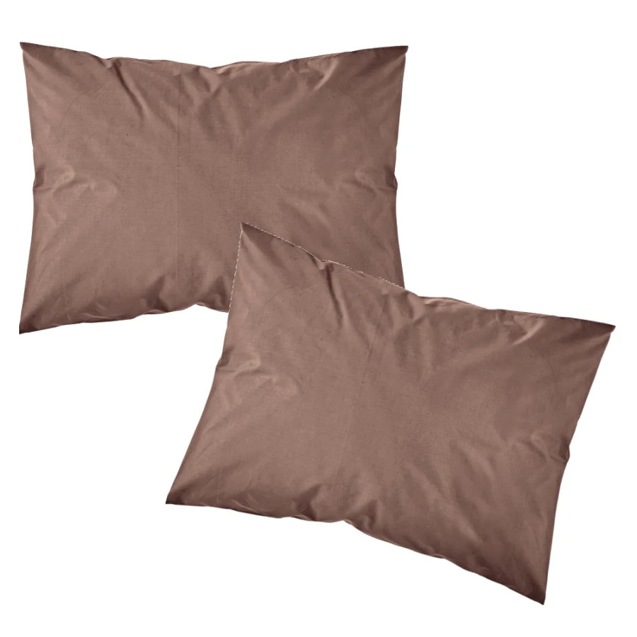 Μαξιλαροθήκες Zεύγος (50x70) Βαμβακερές Borea Solid Καφέ