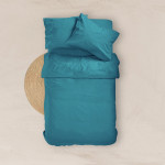 Πανωσέντονο - Σεντόνι χωρίς Λάστιχο Διπλό (220x240) Βαμβακερό Borea Solid Πετρόλ