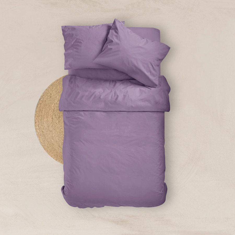 Πανωσέντονο - Σεντόνι χωρίς Λάστιχο Μονό (160x240) Βαμβακερό Borea Solid Σκούρο Μωβ