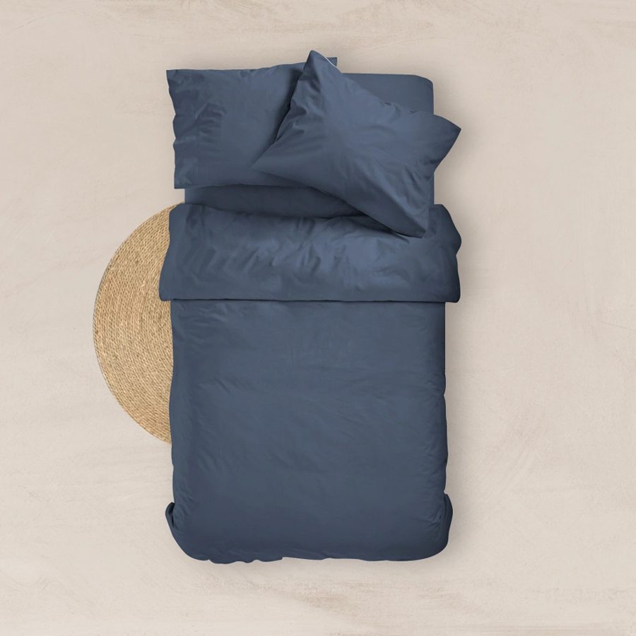 Πανωσέντονο - Σεντόνι χωρίς Λάστιχο Μονό (160x240) Βαμβακερό Borea Solid Σκούρο Μπλε