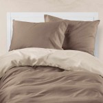 Παπλωματοθήκη Υπέρδιπλη (220x240) Διπλής Όψης Βαμβακερή Borea Solid Καφέ-Μπεζ