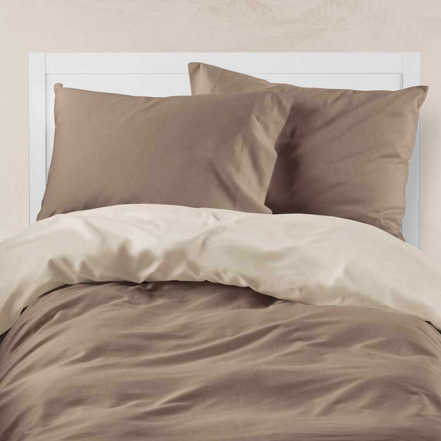 Παπλωματοθήκη Μονή (160x240) Διπλής Όψης Βαμβακερή Borea Solid Καφέ-Μπεζ