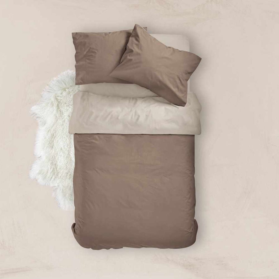 Παπλωματοθήκη Μονή (160x240) Διπλής Όψης Βαμβακερή Borea Solid Καφέ-Μπεζ