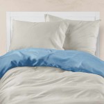 Παπλωματοθήκη Υπέρδιπλη (220x240) Διπλής Όψης Βαμβακερή Borea Solid Μπλε-Γκρι