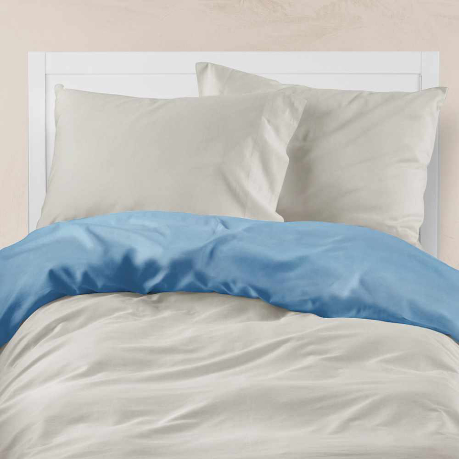 Παπλωματοθήκη Μονή (160x240) Διπλής Όψης Βαμβακερή Borea Solid Μπλε-Γκρι