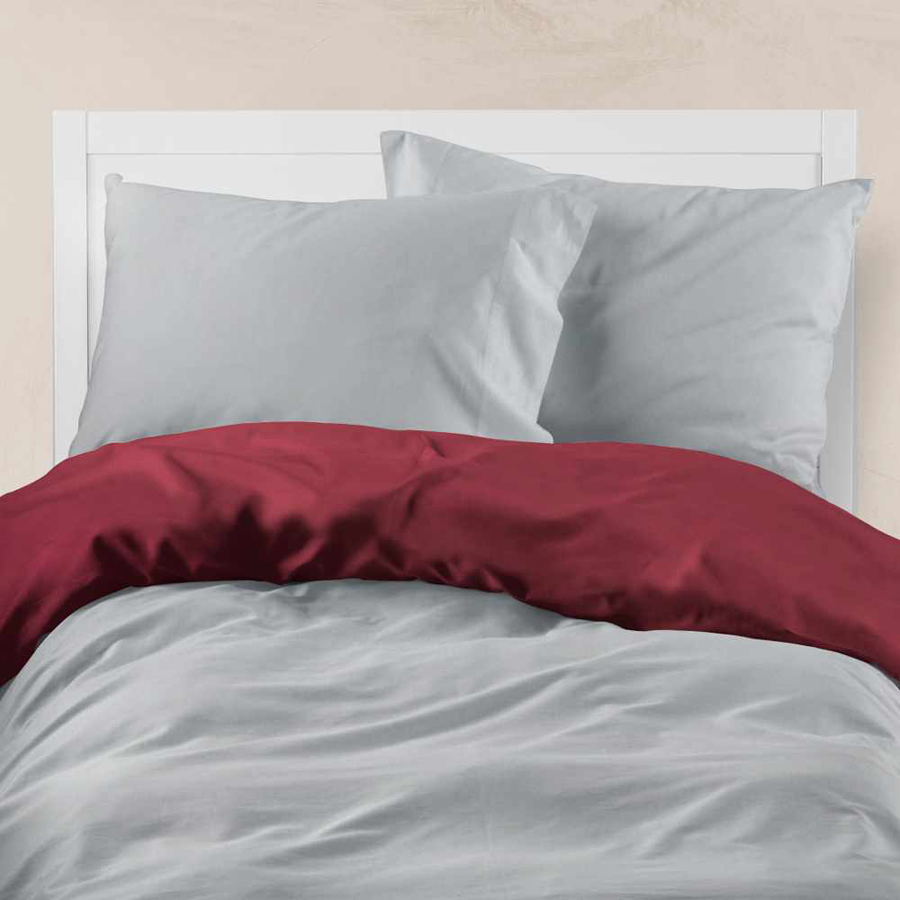 Παπλωματοθήκη Υπέρδιπλη (220x240) Διπλής Όψης Βαμβακερή Borea Solid Μπορντό-Ποντικί