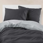 Παπλωματοθήκη Υπέρδιπλη (220x240) Διπλής Όψης Βαμβακερή Borea Solid Ποντικί-Μαύρο