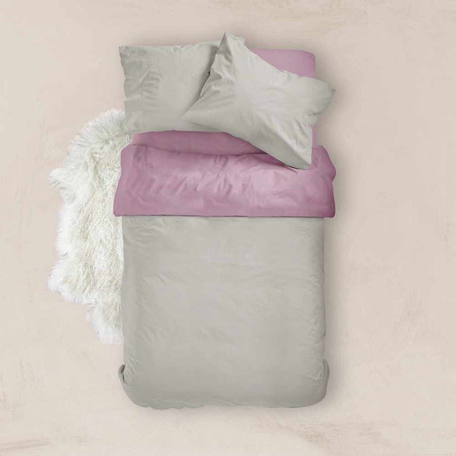 Παπλωματοθήκη Μονή (160x240) Διπλής Όψης Βαμβακερή Borea Solid Σάπιο Μήλο-Γκρι