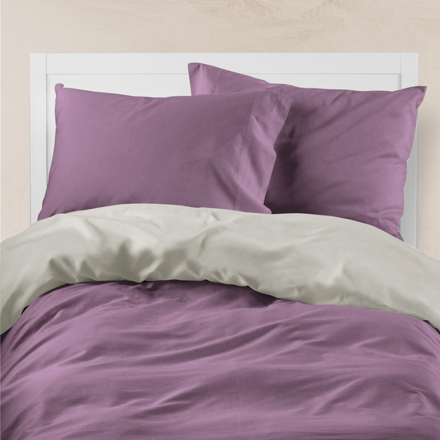 Παπλωματοθήκη Μονή (160x240) Διπλής Όψης Βαμβακερή Borea Solid Σκούρο Μοβ-Γκρι