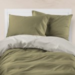 Παπλωματοθήκη Υπέρδιπλη (220x240) Διπλής Όψης Βαμβακερή Borea Solid Χακί-Γκρι