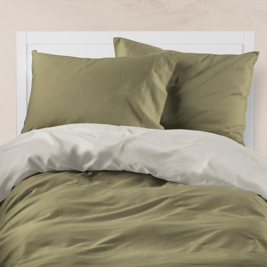 Παπλωματοθήκη Μονή (160x240) Διπλής Όψης Βαμβακερή Borea Solid Χακί-Γκρι