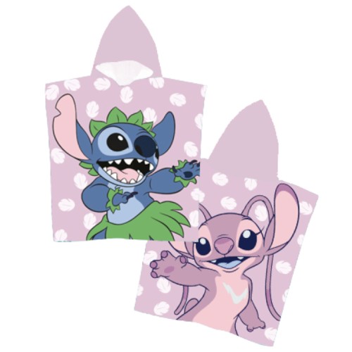 Πόντσο Παιδικό (55x110) Με Κουκούλα Microfiber Borea Disney Stitch and Angel