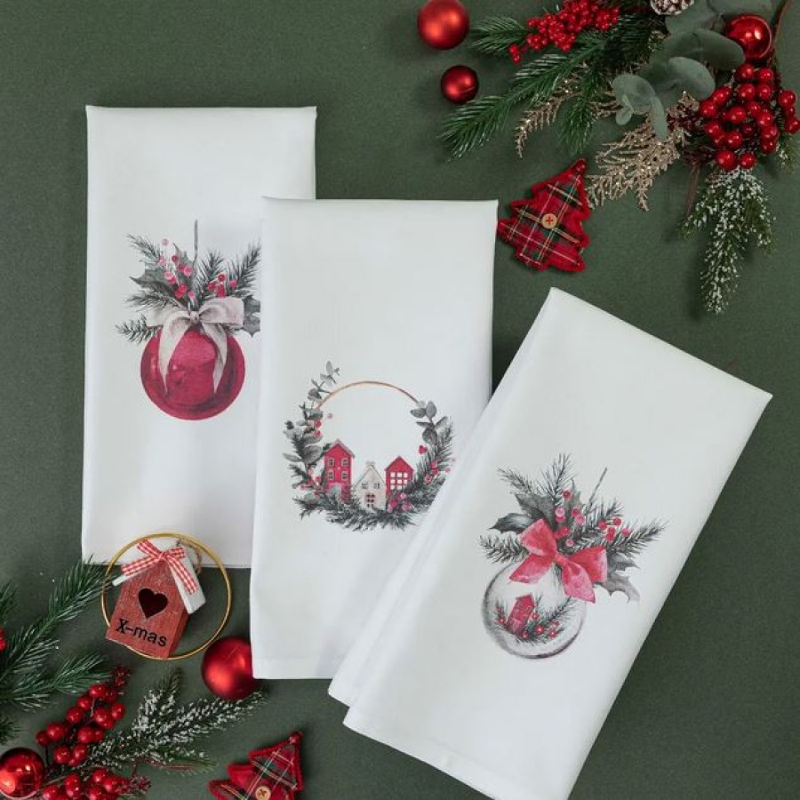 Σετ Ποτηρόπανα Κουζίνας 3 τεμαχίων (50x70) Polycotton Borea Christmas Ball