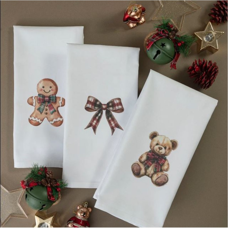 Σετ Ποτηρόπανα Κουζίνας 3 τεμαχίων (50x70) Polycotton Borea Bow