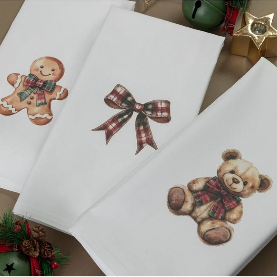 Σετ Ποτηρόπανα Κουζίνας 3 τεμαχίων (50x70) Polycotton Borea Bow