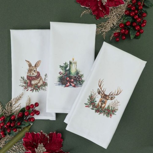 Σετ Ποτηρόπανα Κουζίνας 3 τεμαχίων (50x70) Polycotton Borea Candlelight