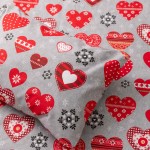 Χριστουγεννιάτικο Σεντόνι Διπλό-Υπέρδιπλο (220x240) Βαμβακερό Borea Καρδιές Γκρι