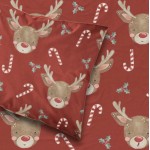 Χριστουγεννιάτικο Σεντόνι Μονό (160x240) με Μαξιλαροθήκη Βαμβακερό Borea Rudolf Κόκκινο