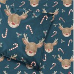 Χριστουγεννιάτικο Σεντόνι Μονό (160x240) με Μαξιλαροθήκη Βαμβακερό Borea Rudolf Πετρόλ