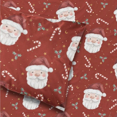 Χριστουγεννιάτικο Σεντόνι Διπλό-Υπέρδιπλο (220x240) Βαμβακερό Borea Άγιος Βασίλης Κόκκινο