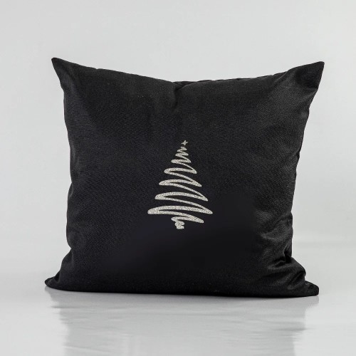 Χριστουγεννιάτικη Διακοσμητική Μαξιλαροθήκη (45x45) Τυπωτή Bore Έλατο Μαύρο