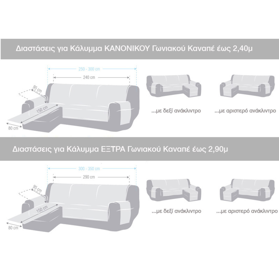 Κάλυμμα Αδιάβροχο Γωνιακού Καναπέ (290) με Δεξί Ανάκλιντρο Practica Newhome Garona Protect 01 μπεζ
