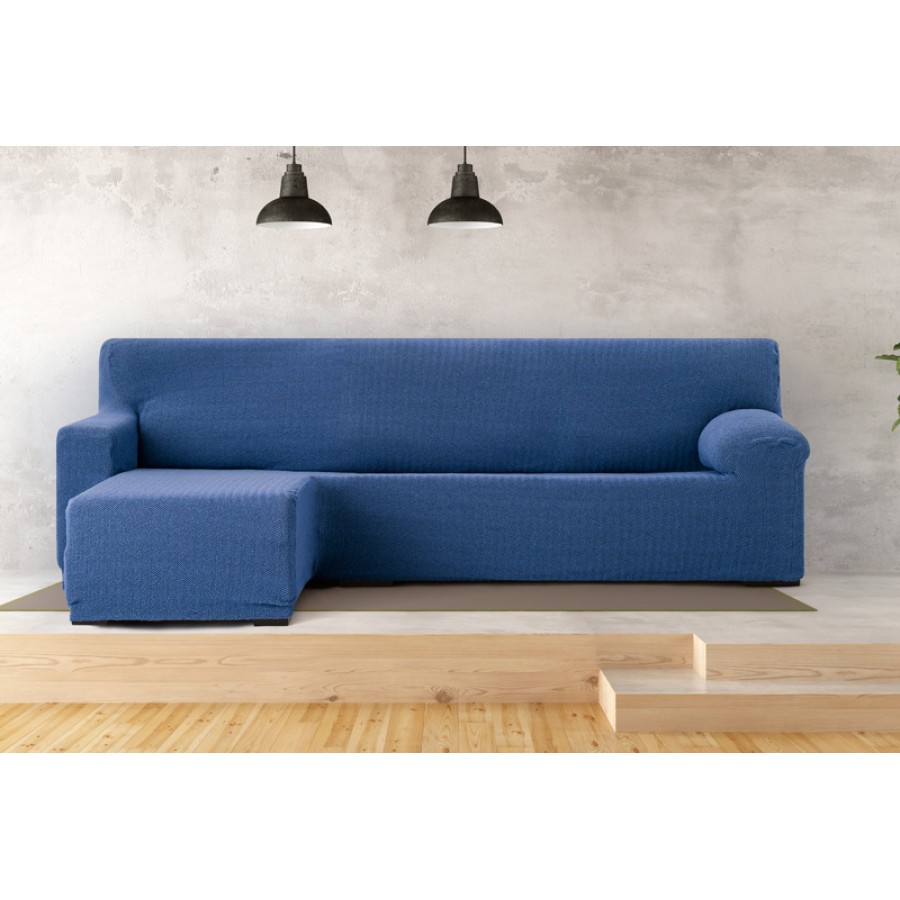 Κάλυμμα γωνιακού καναπέ (250-360) με αριστερό ανάκλιντρο και κοντό μπράτσο Newhome Jaz 03 μπλε
