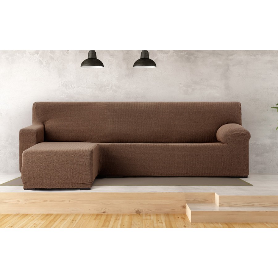 Κάλυμμα γωνιακού καναπέ (250-360) με αριστερό ανάκλιντρο και κοντό μπράτσο Newhome Jaz 07 καφέ