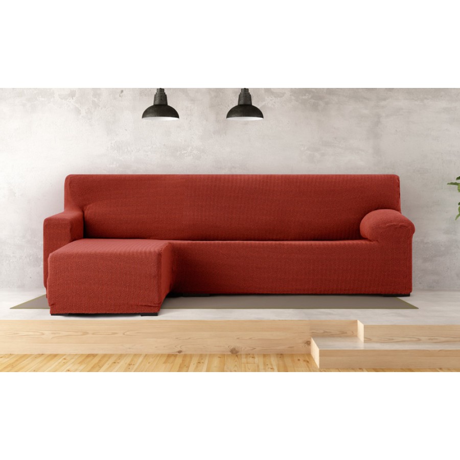 Κάλυμμα γωνιακού καναπέ (250-360) με αριστερό ανάκλιντρο και κοντό μπράτσο Newhome Jaz 09 κεραμιδί