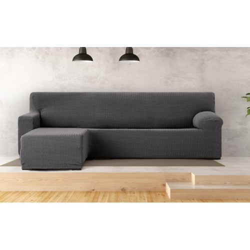 Κάλυμμα γωνιακού καναπέ (250-360) με αριστερό ανάκλιντρο και κοντό μπράτσο Newhome Jaz 16 ανθρακί