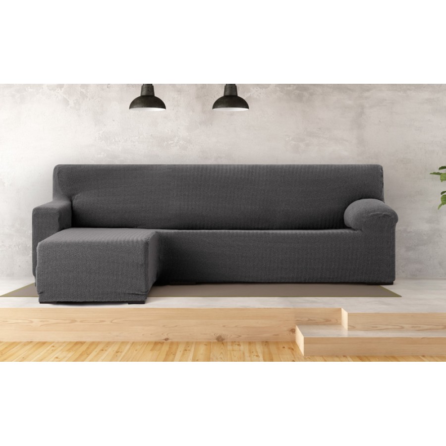 Κάλυμμα γωνιακού καναπέ (250-360) με αριστερό ανάκλιντρο και κοντό μπράτσο Newhome Jaz 16 ανθρακί