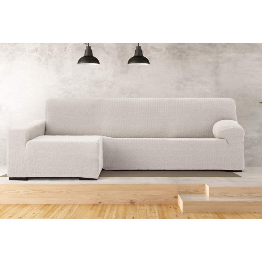 Κάλυμμα γωνιακού καναπέ (250-360) με αριστερό ανάκλιντρο και μακρύ μπράτσο Newhome Jaz 00 εκρού