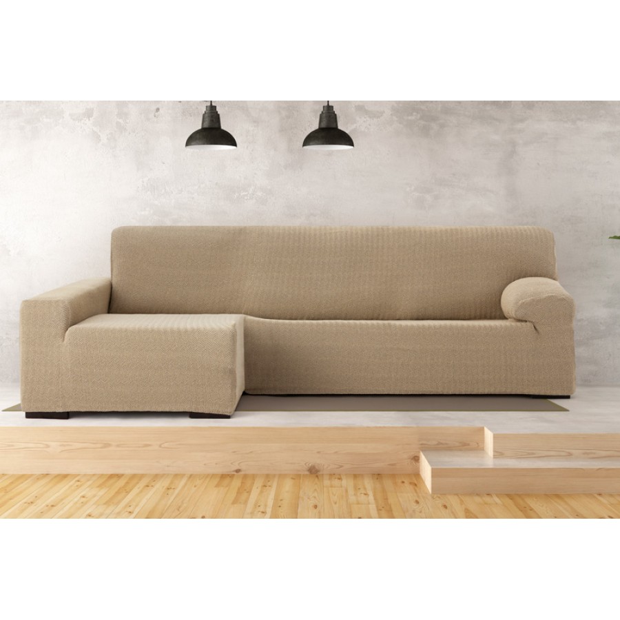 Κάλυμμα γωνιακού καναπέ (250-360) με αριστερό ανάκλιντρο και μακρύ μπράτσο Newhome Jaz 01 μπεζ