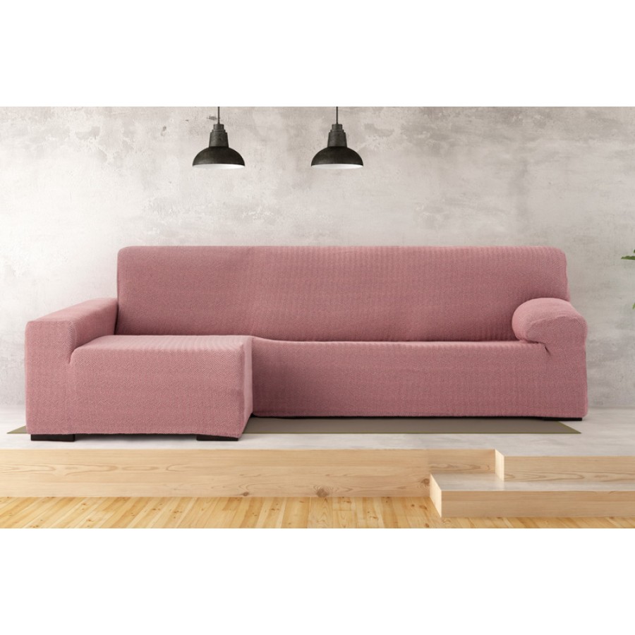 Κάλυμμα γωνιακού καναπέ (250-360) με αριστερό ανάκλιντρο και μακρύ μπράτσο Newhome Jaz 02 ροζ