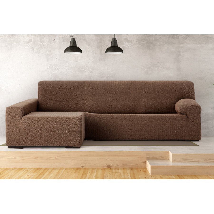 Κάλυμμα γωνιακού καναπέ (250-360) με αριστερό ανάκλιντρο και μακρύ μπράτσο Newhome Jaz 07 καφέ